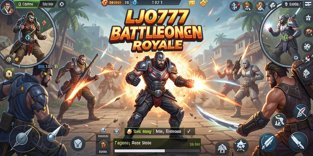 Tangkapan layar LJO777 menampilkan aksi pertarungan dalam game Battle Royale.