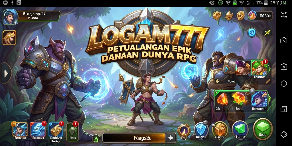 Screenshot utama LOGAM777 menunjukkan petualangan RPG yang mendebarkan.