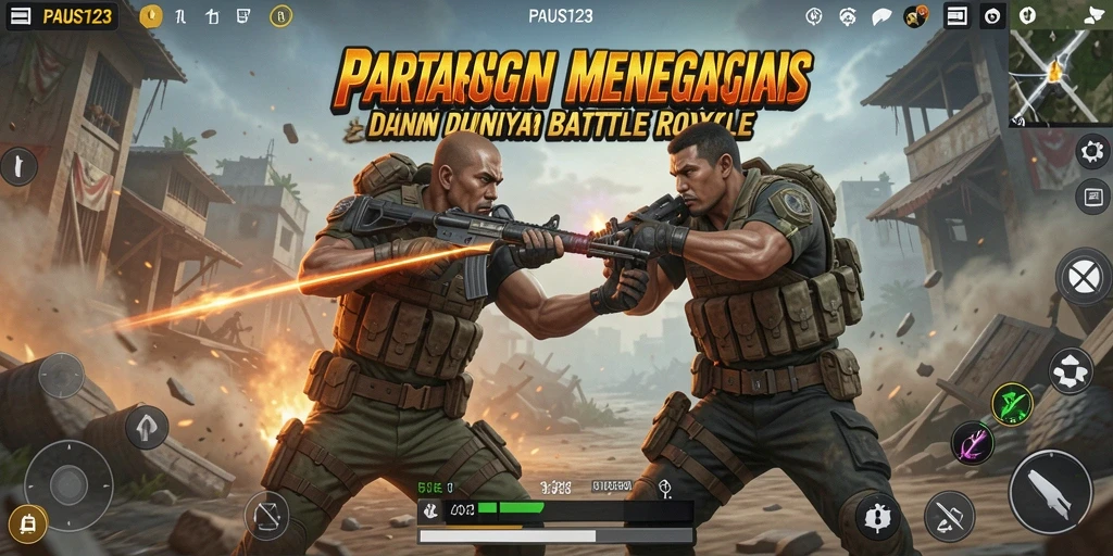 Menampilkan aksi seru dalam pertandingan Battle Royale PAUS123.