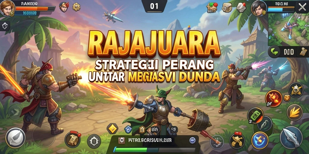 Screenshot gameplay RAJAJUARA menampilkan pertempuran strategis yang epik.