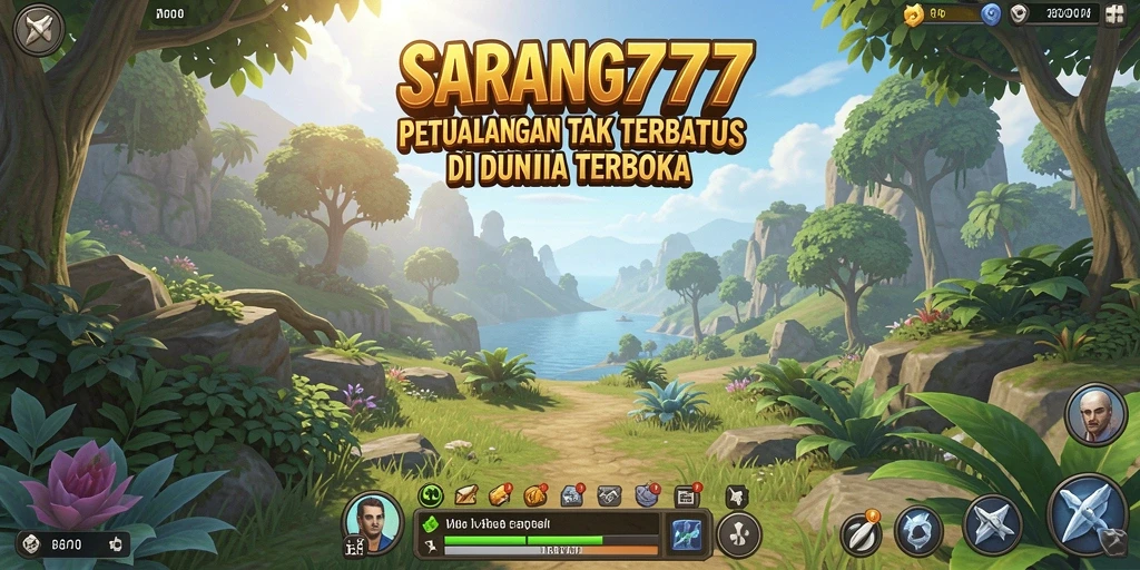 Tangkapan layar menunjukkan pemain menjelajahi dunia terbuka SARANG777.