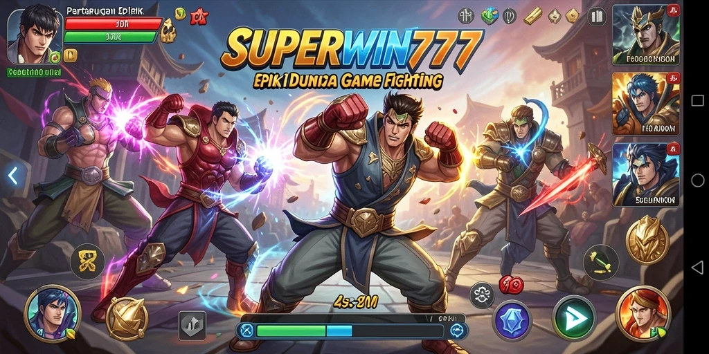 Tampilan menarik dari gameplay pertarungan di SUPERWIN777.
