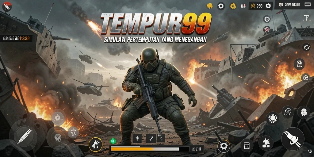 Tampilan gameplay nyata dari TEMPUR99 yang penuh aksi.